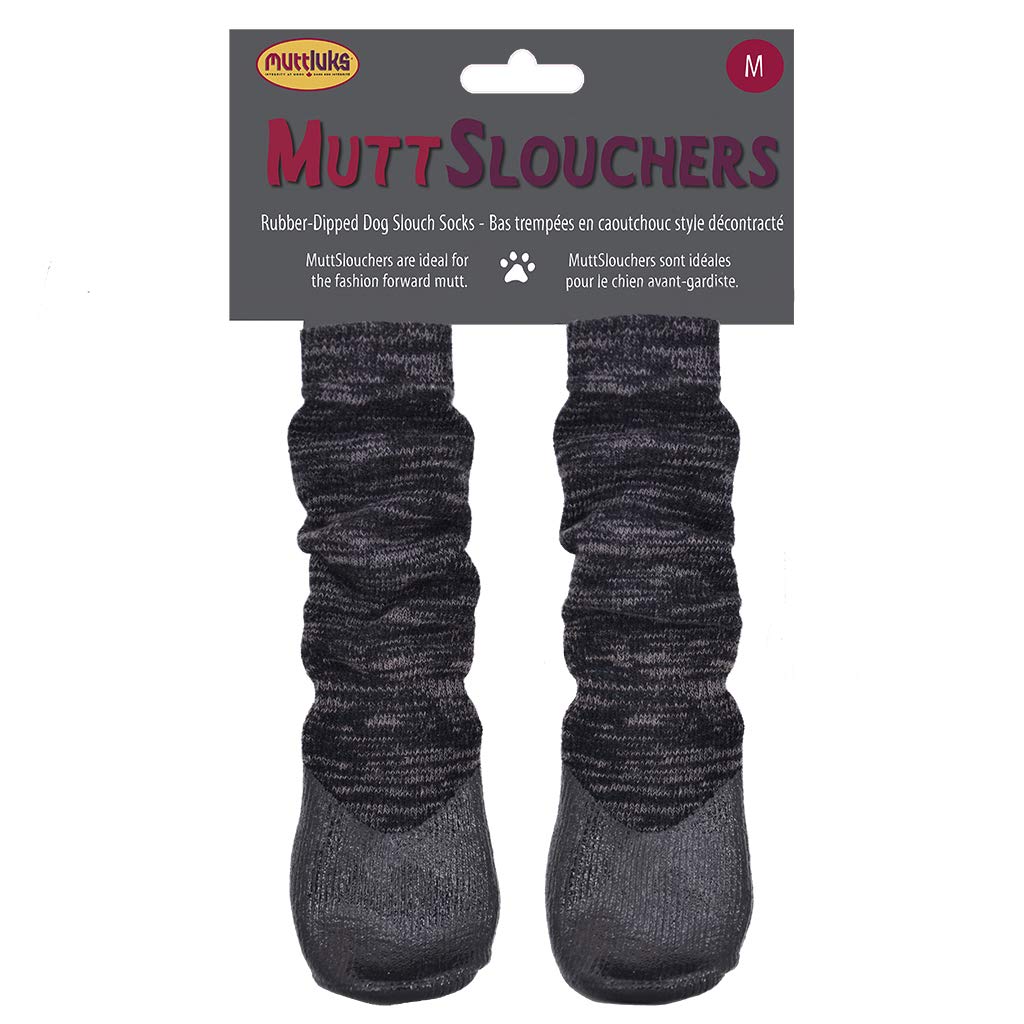 Muttluks MuttSlouchers Rubber-Dipped Slouch Socks for Dogs - 4 Pairs, Non-Slip Dog Socks for Indoor & Outdoor Use, Perfect for Hardwood Floors & Winter Protection
