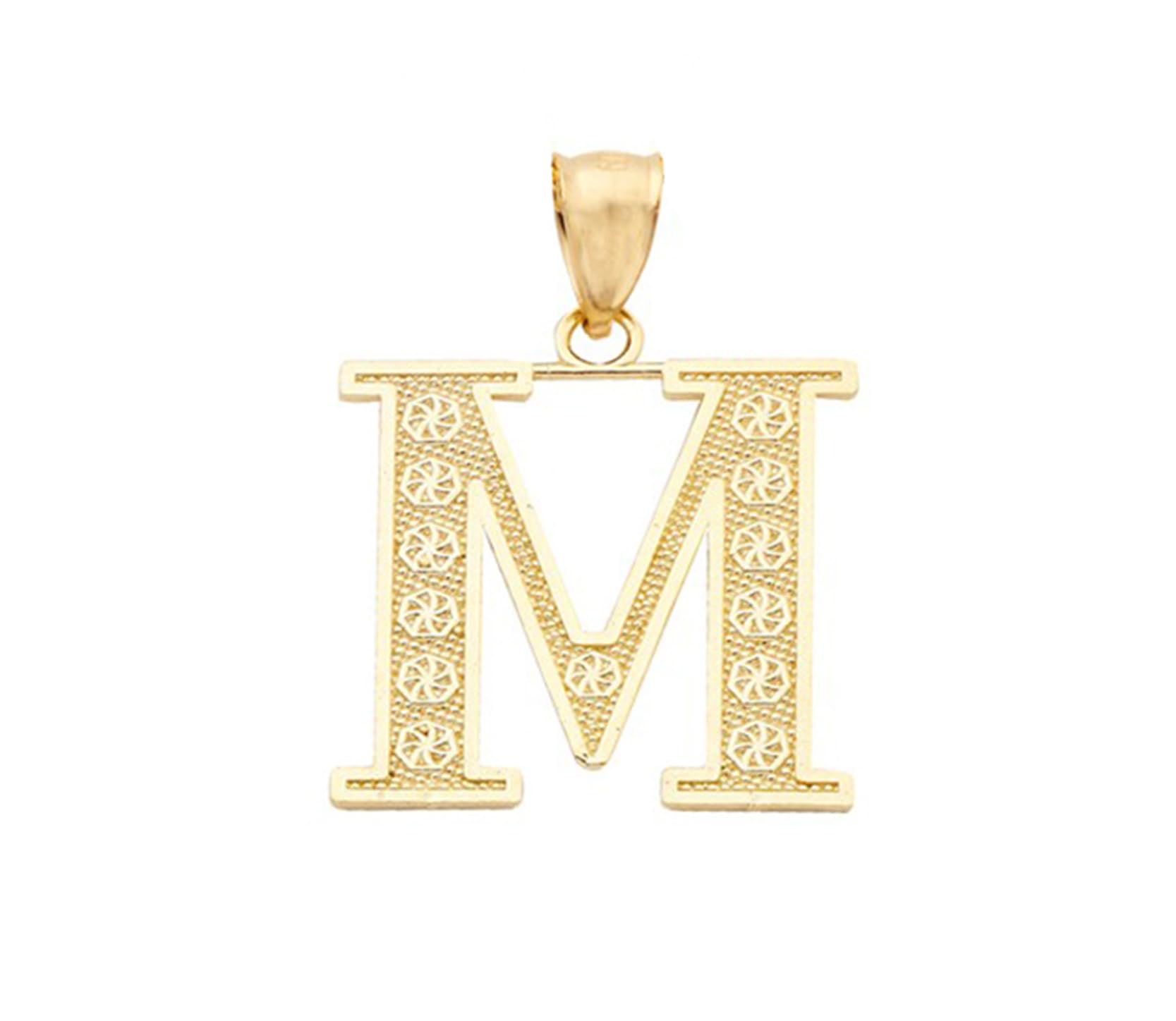 10K Yellow Gold Diamond-Cut A to Z Alphabet Initial Letter Charm Necklace Pendant - Personalized Name Jewelry for Women, Girls | Perfect Gift for Birthday, Anniversary, Graduation | Small Size Elegant Layering Necklace