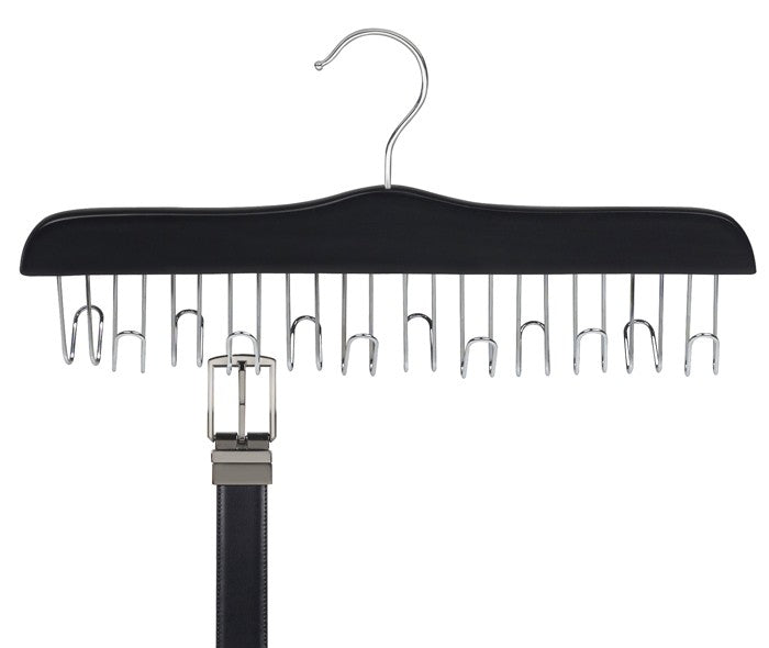 Premium Black Wooden Belt Hanger Organizer - Durable Wall Mounted Belt Rack for Closet Storage | Perfect for Home, Office, and Travel Accessory Organization