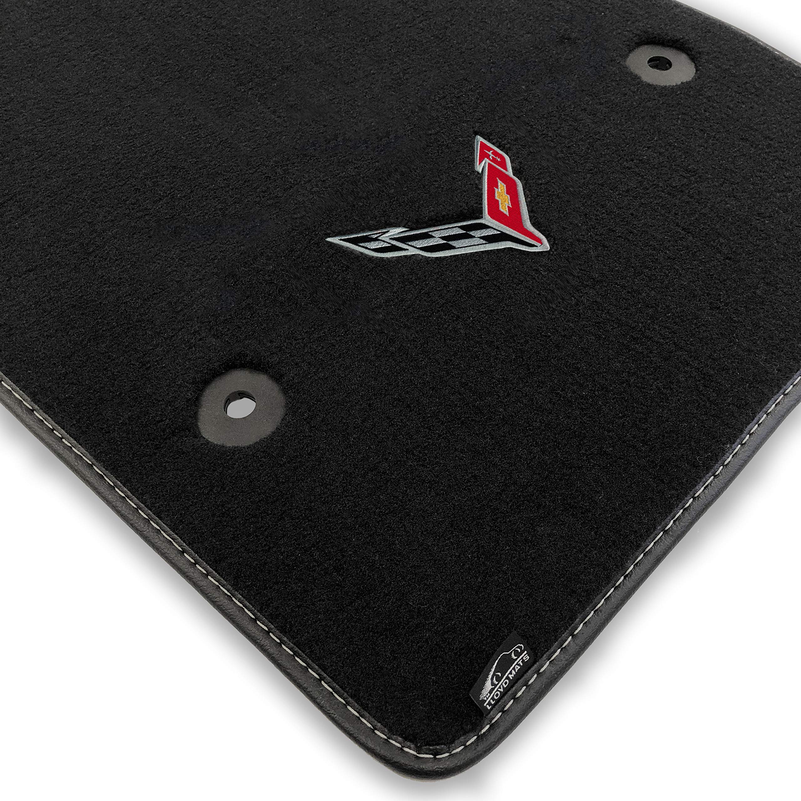 Premium Custom-Fit Carpeted Floor Mats for Corvette C8 2020-2024 - Luxury Car Floor Liners (Charcoal, 2PC with Silver Corvette Logo) - Perfect for Coupe & Convertible Models - Enhance Comfort & Protect Your Vehicle Interior