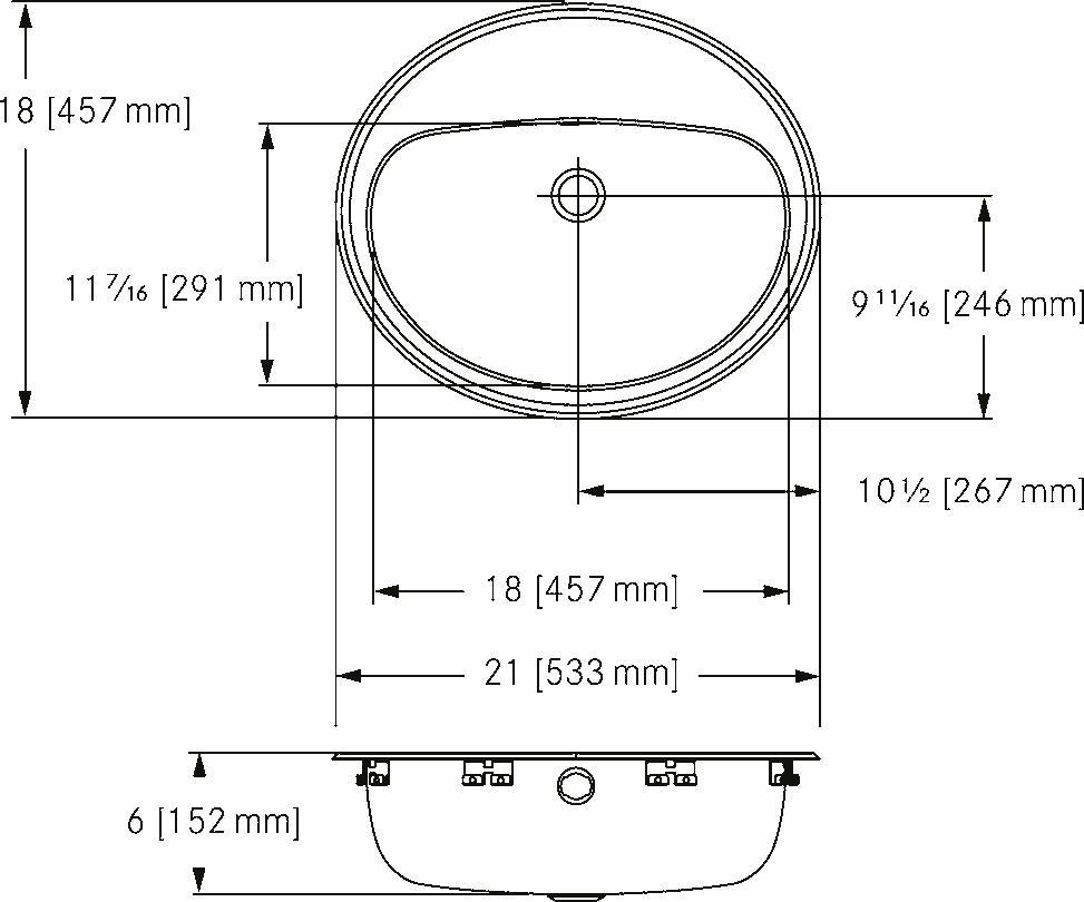 3 Hole Drop-In Bathroom Sink - Stainless Steel OV1821 6 3