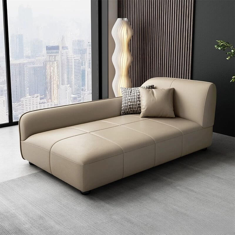 Modern Waterproof Solid Color Chaise Lounge Sleeper Chair with Flared Arm - Right Arm Facing Chaise for Living Room, Bedroom, or Office Relaxation