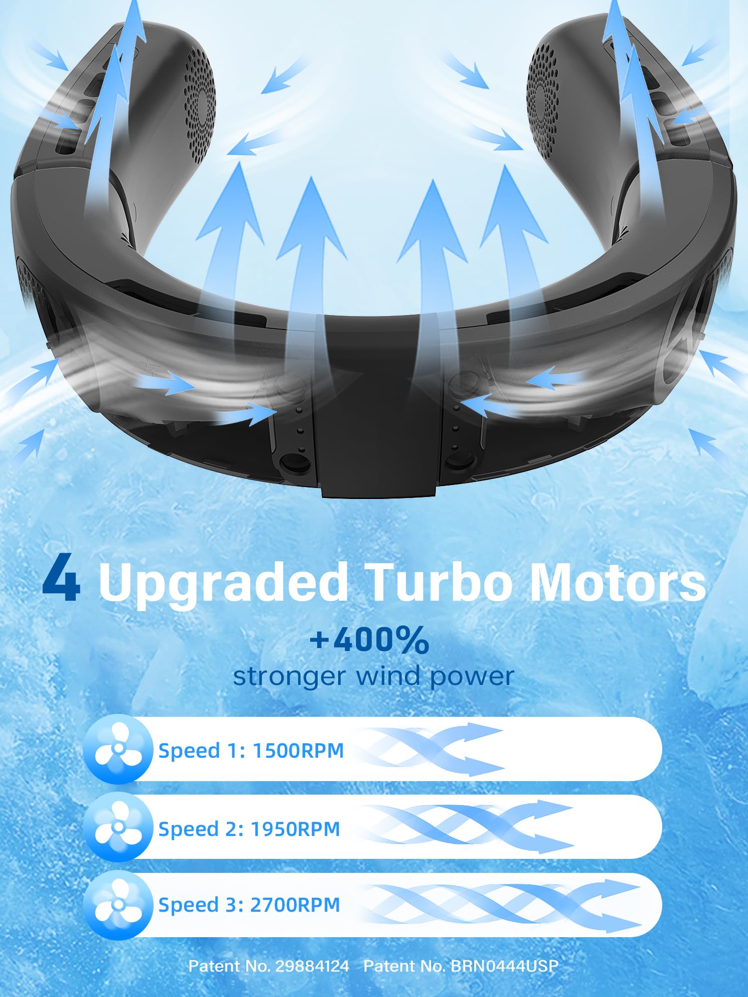 ChillGo Bladeless Neck Fan - 5200mAh Rechargeable Portable Personal Cooling Fan with 4 Motors & 12H Runtime - Foldable Wearable Air Conditioner for Men & Women - Perfect for Outdoor, Office, Travel & Sports - Black