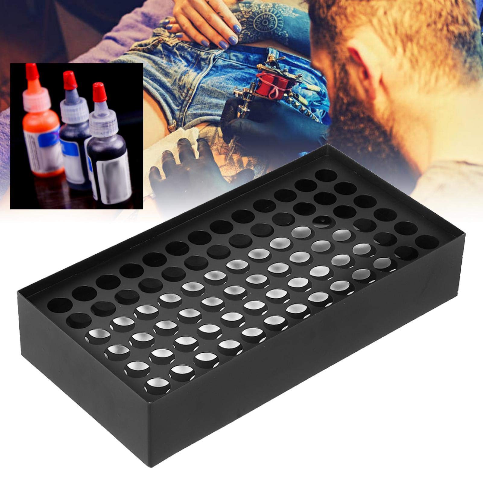 78-Hole Pigment Bottle Holder - Wall Mounted Body Art Ink Rack Organizer for Tattoo & Airbrush Artists - Durable Iron Ink Display Stand for Studio & Salon Organization