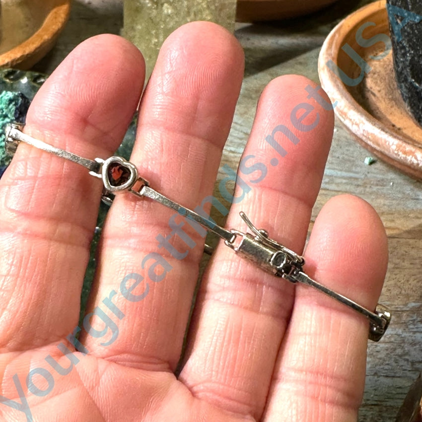 Sterling Silver Heart Gemstone Bracelet - Vintage Style Dainty Jewelry for Women, Perfect for Valentine's Day Gifts, Anniversary & Everyday Wear