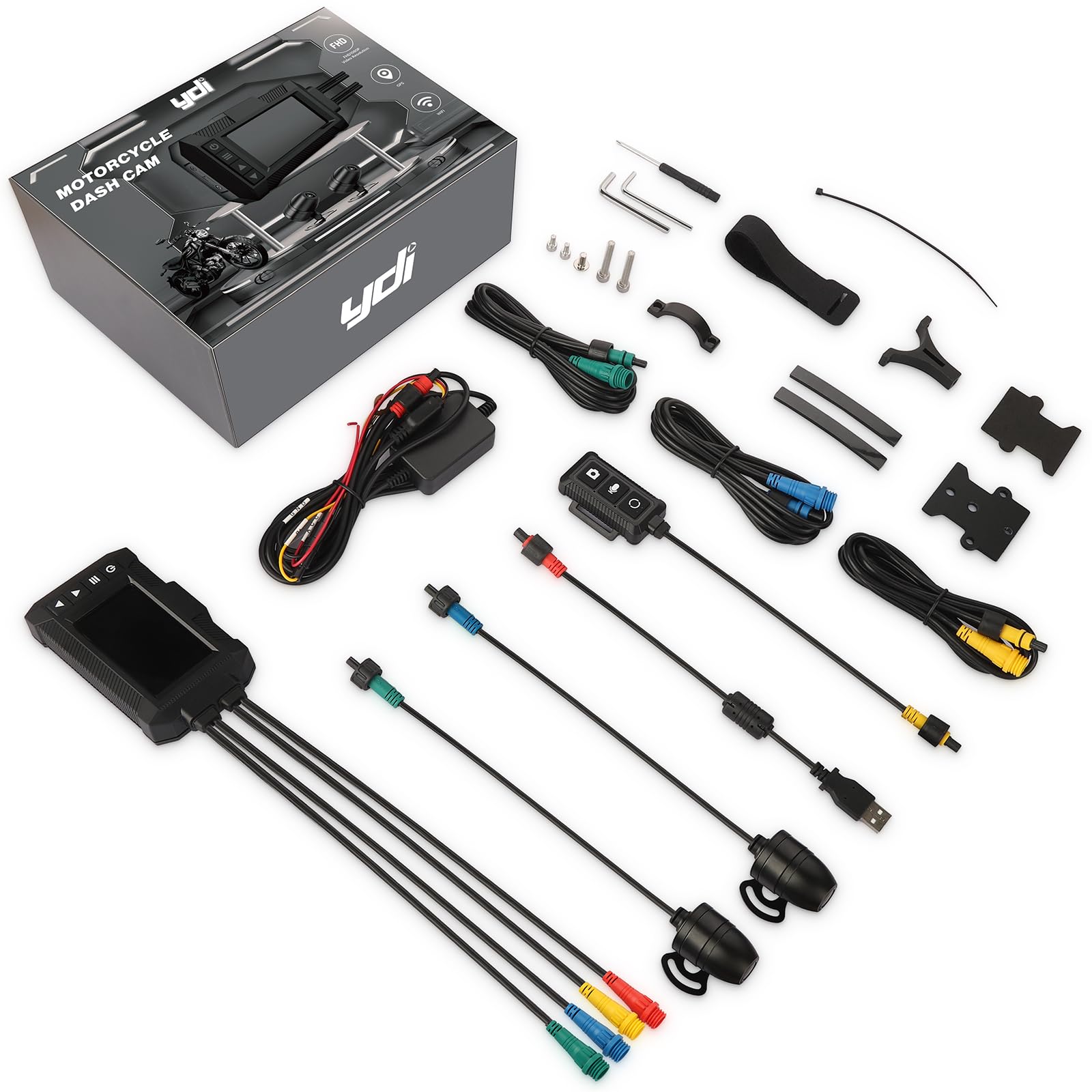 **YDI Motorbike Dash Cam - Upgraded Waterproof Motorcycle Camera with 3