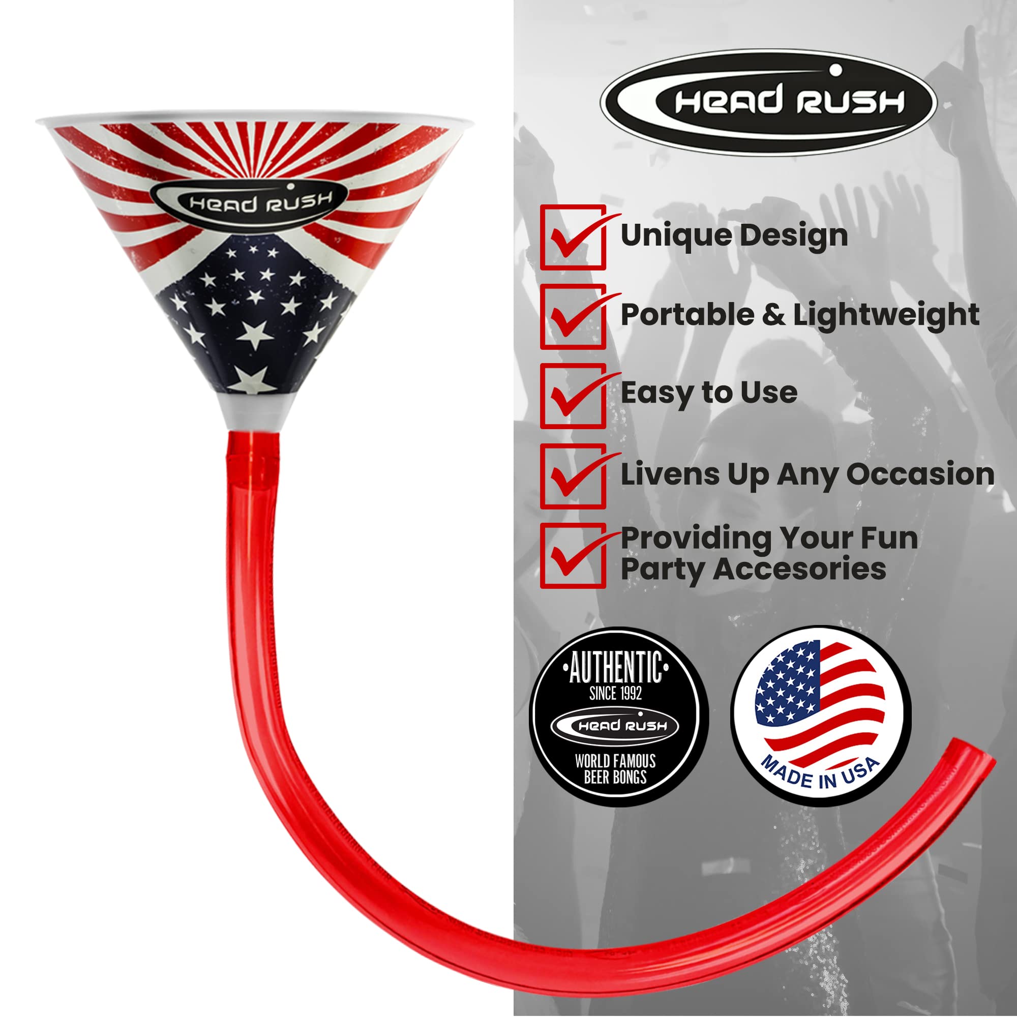 Head Rush Willy Beer Bong - Ultimate Drinking Game Accessory for Bachelorette Parties, Beer Pong & College Events - Includes Plastic Funnel, Adult Mouthpiece & Silver Tube - Perfect for Girls Night Out, Tailgates & Frat Parties