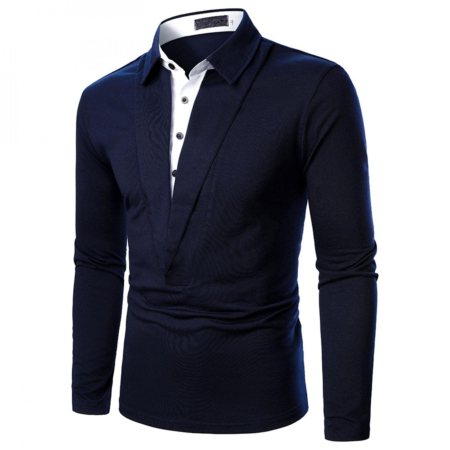 Men's Slim Fit Oxford Dress Shirts - Classic Notch Lapel Long Sleeve Poplin Work Shirts & V-Neck Sweatshirts for Business Casual & Office Wear