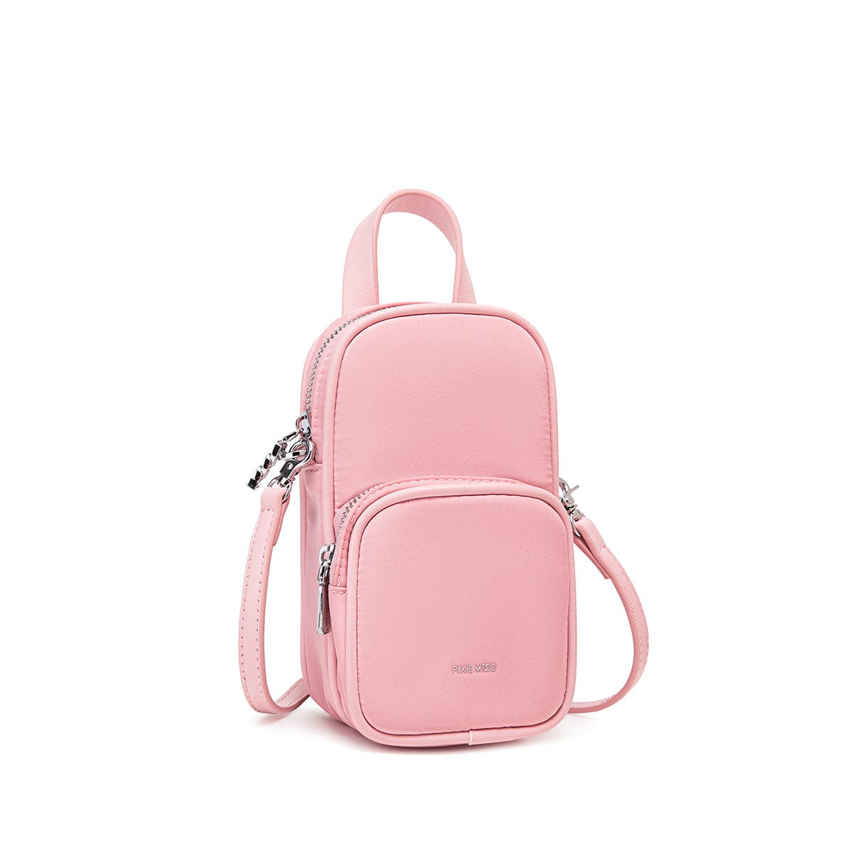 Cassandra Vegan Leather Crossbody Phone Pouch - Light Pink Nylon for Women | Perfect for Travel, Shopping & Everyday Use