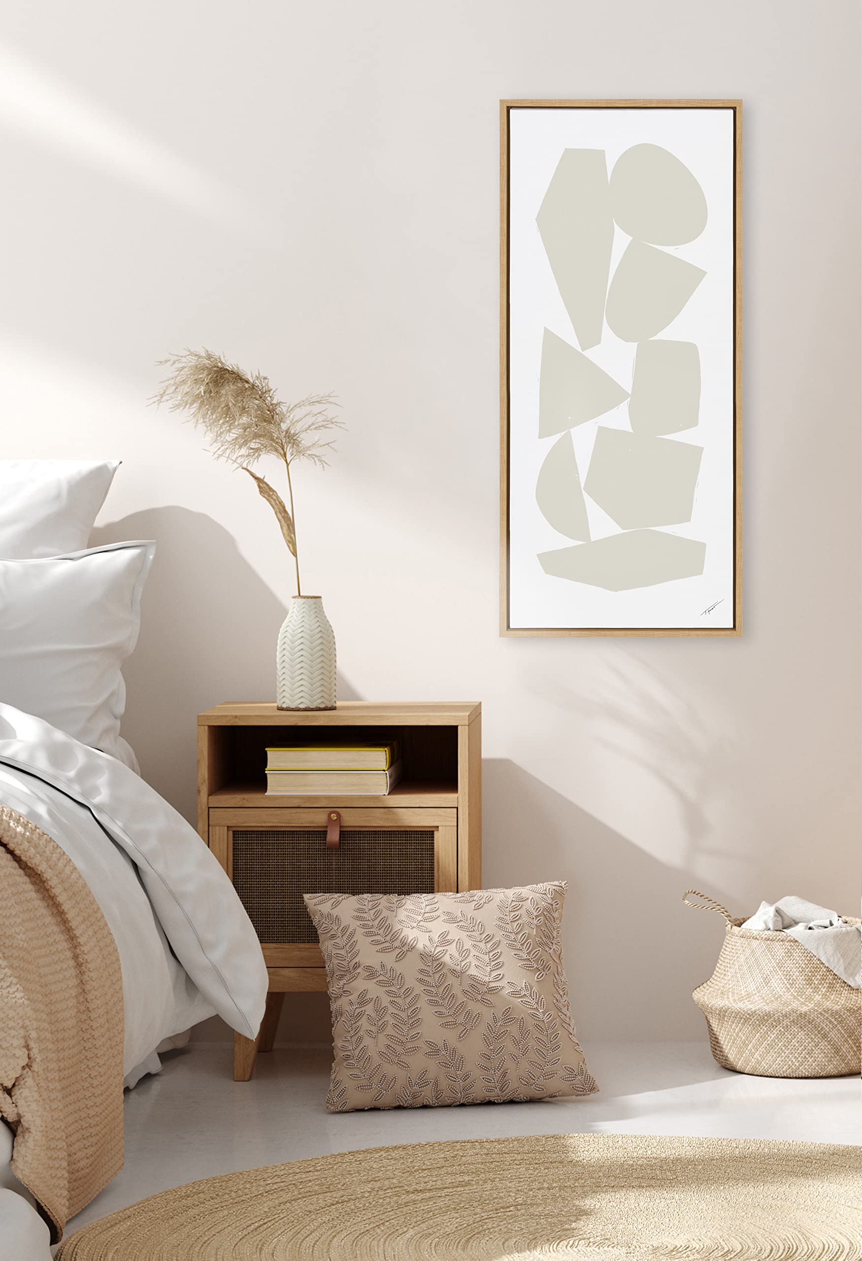 Kate & Laurel Sylvie Constructed III Framed Canvas Wall Art - 18x40 Inch Neutral Abstract Print - Modern Home & Office Decor - Perfect for Living Room, Bedroom or Entryway