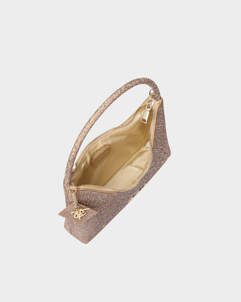 Sparkly Gold Crescent Moon Crossbody Bag for Women - Perfect for Parties, Concerts & Night Out