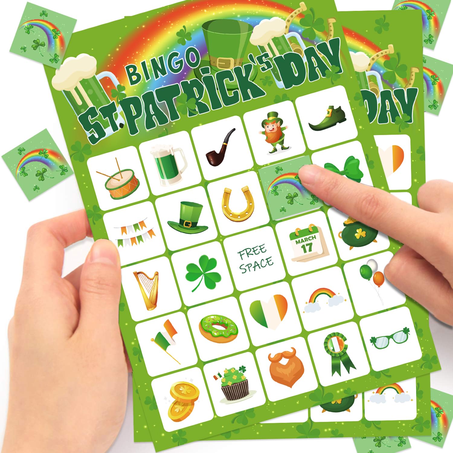 St Patricks Day Bingo Game for 24 Players - Kids Party & Classroom Activity