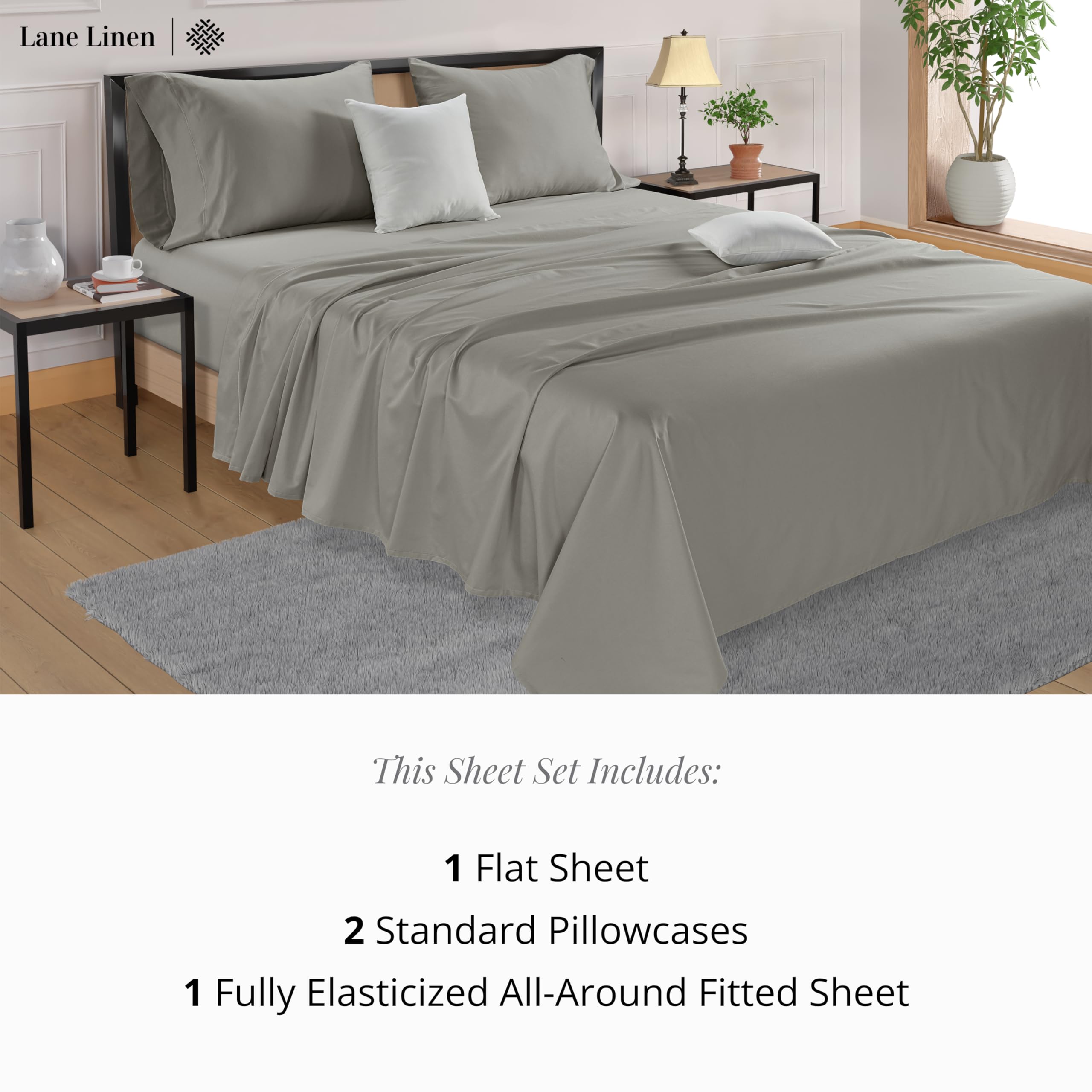 Premium 600 Thread Count King Size Sheet Set - 100% Cotton Bedding with Pillowcases - Ultra Soft No Pill Sateen Weave Deep Pocket Sheets - Silver Gray Luxury Bed Linens for Master Bedroom & Guest Room Comfort