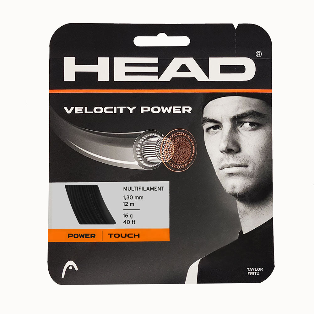 Head Velocity Power 16/1.30 Tennis String (Black) | High-Performance Tennis Racket String for Control & Spin | Perfect for Competitive Play & Training