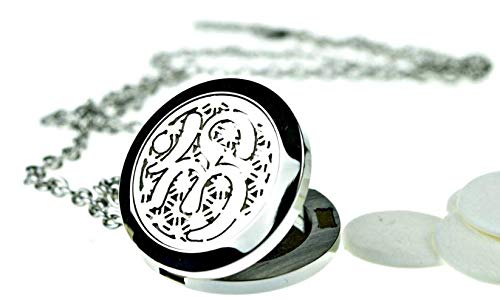 Aromatherapy Essential Oil Diffuser Necklace - Stainless Steel Locket Pendant with 24