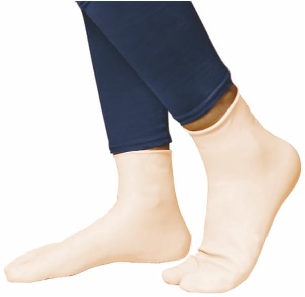 Waterproof Rubber Socks for Men & Women - Anti Crack Gel Heel Moisturizing Foot Care Socks | Pain Relief & Protection for Dry Cracked Feet | Ideal for Diabetics, Hiking & Winter Use (1 Pair, Medium, Skin Brown)
