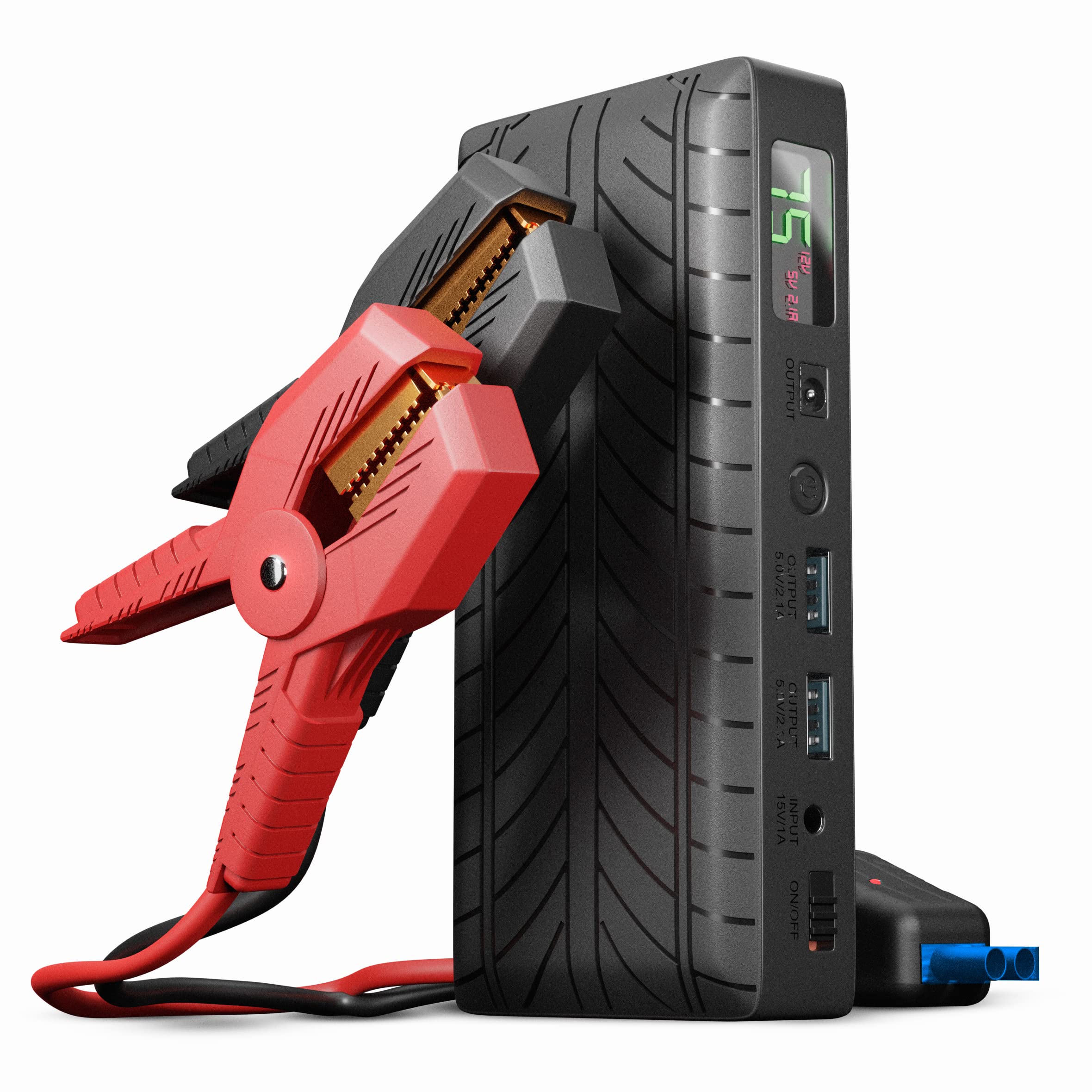 1000Amp 18,000mAh 12V Portable Car Jump Starter - 2-in-1 USB Charger & Power Bank with LCD Display, LED Emergency Light - Emergency Warning Mode for Dead Battery Jump Start & Roadside Assistance - Perfect for Cars, Trucks, SUVs, Motorcycles & Outdoor Power Needs