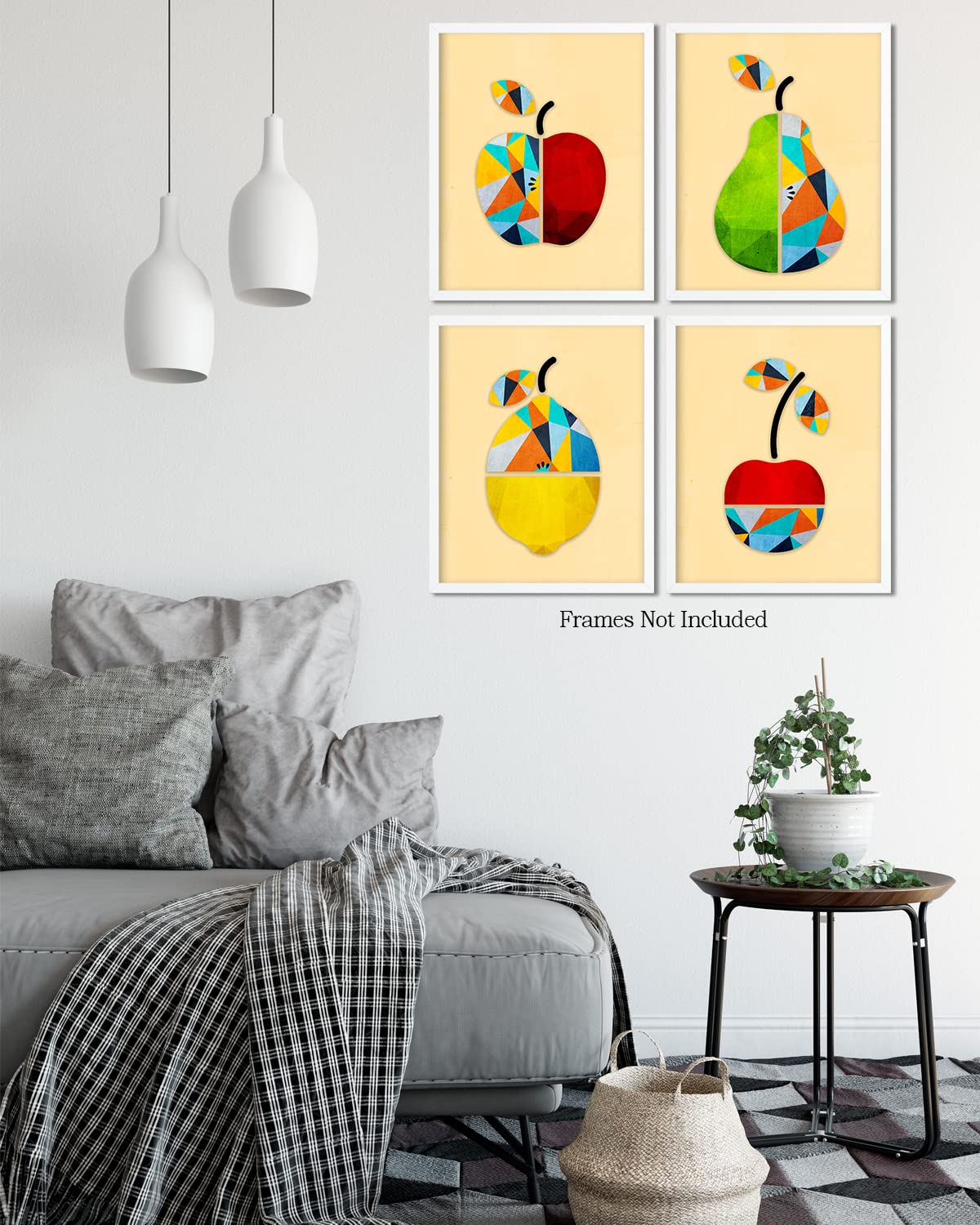 Modern Fruit Geometric Wall Art - Boho Kitchen & Dining Decor for Home