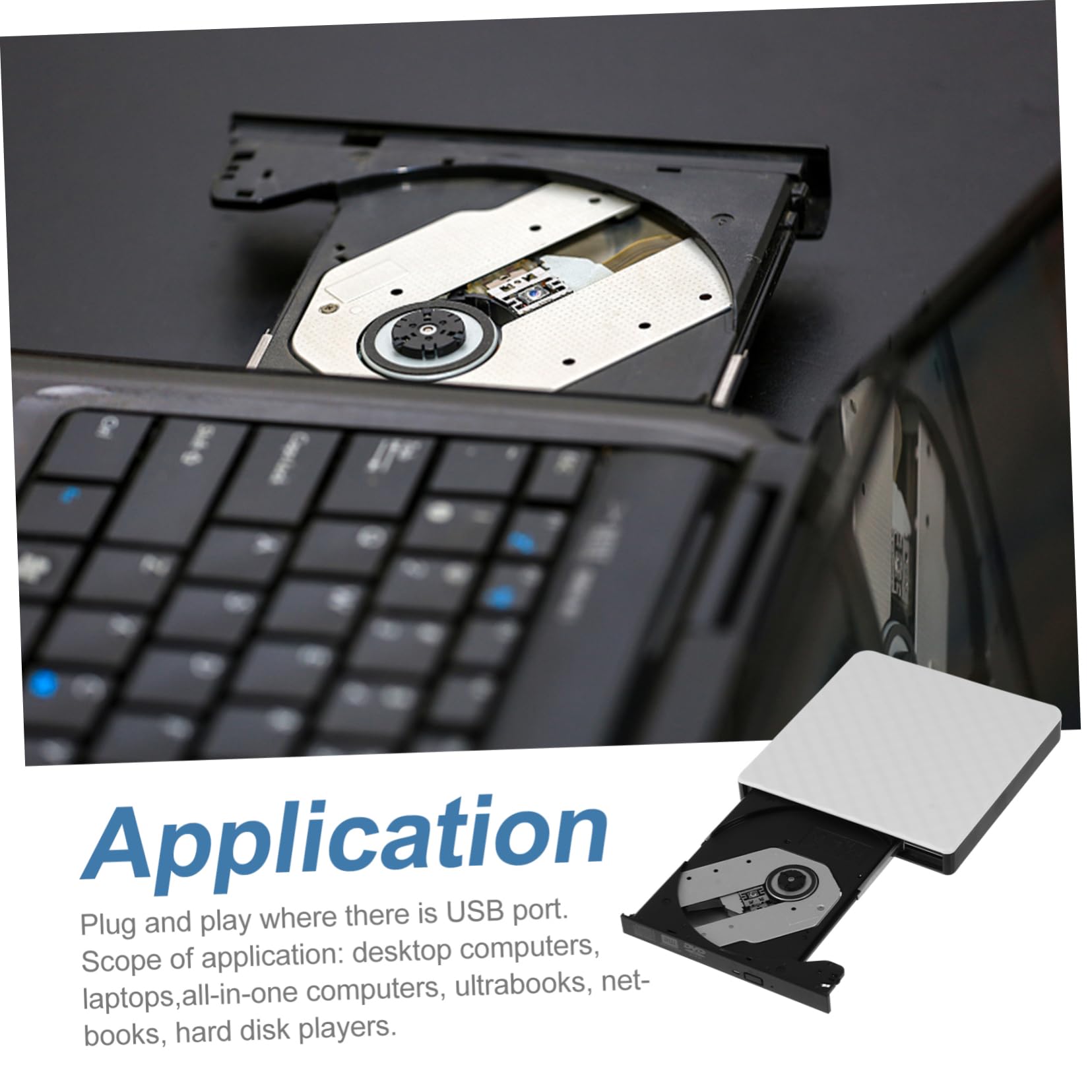 Gadpiparty 3-Pack Portable External DVD Burner Writer - Slim USB CD/DVD ROM Drive for Laptop, Notebook, Ultra Thin SSD Computers - White ABS Player for Movies, Music & Data Backup