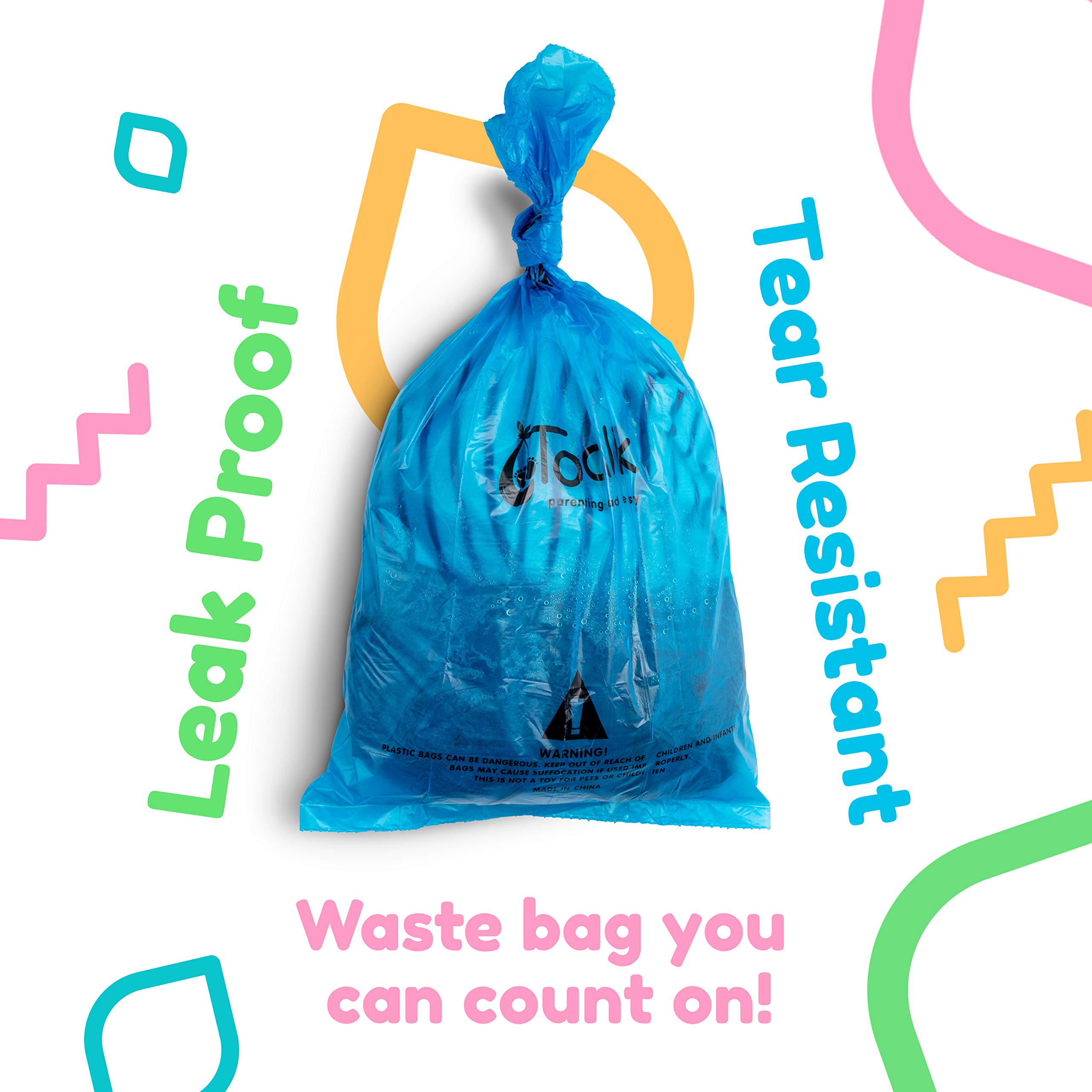 **Toolik Diaper Bag Dispenser Refills - Unscented Disposable Waste Bags (8 Rolls, 120 Bags) - Perfect for Diaper Changes, Pet Waste & Travel Hygiene**