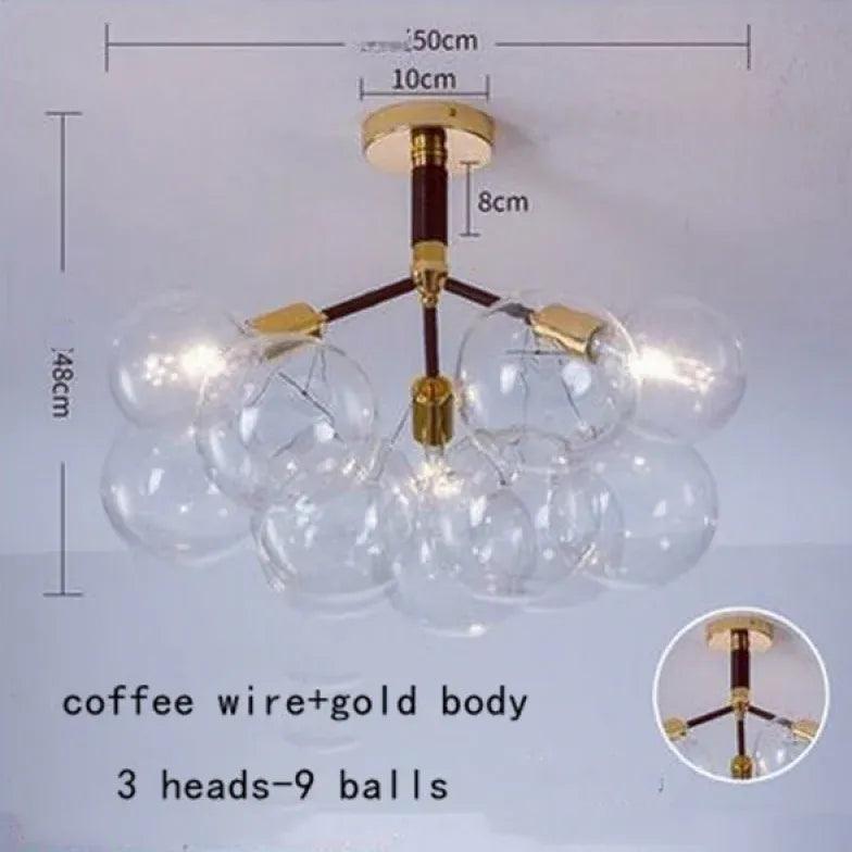 Elegant Transparent Glass Bubble Chandelier - Modern Artistic Lighting Fixture for Dining Room, Living Room & Bedroom Decor