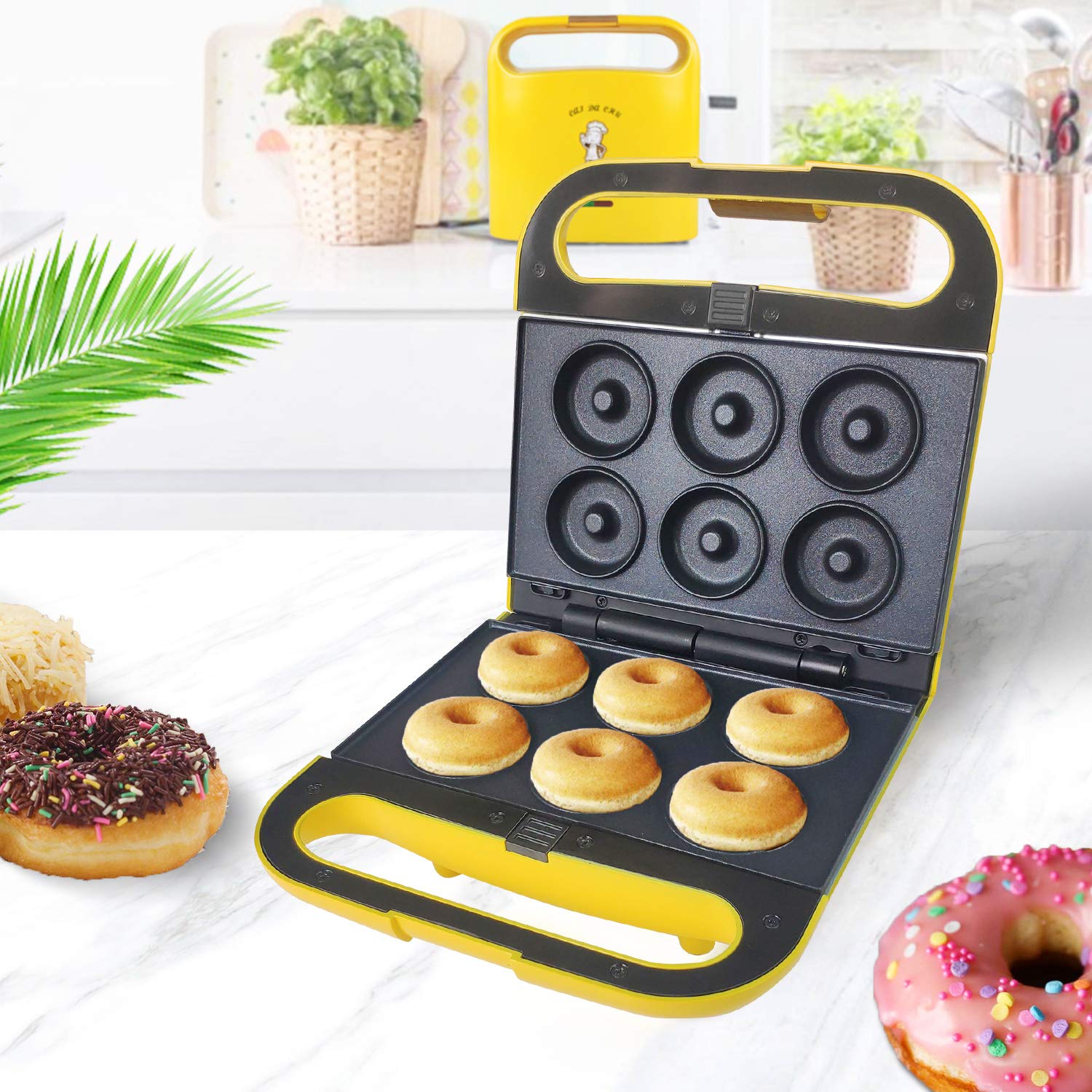 3 Interchangeable Baking Plates for Donut, Waffle & Eggette Maker - Non-Stick Electric Griddle for Breakfast, Desserts & Snacks - Perfect for Home, Parties & Cafes