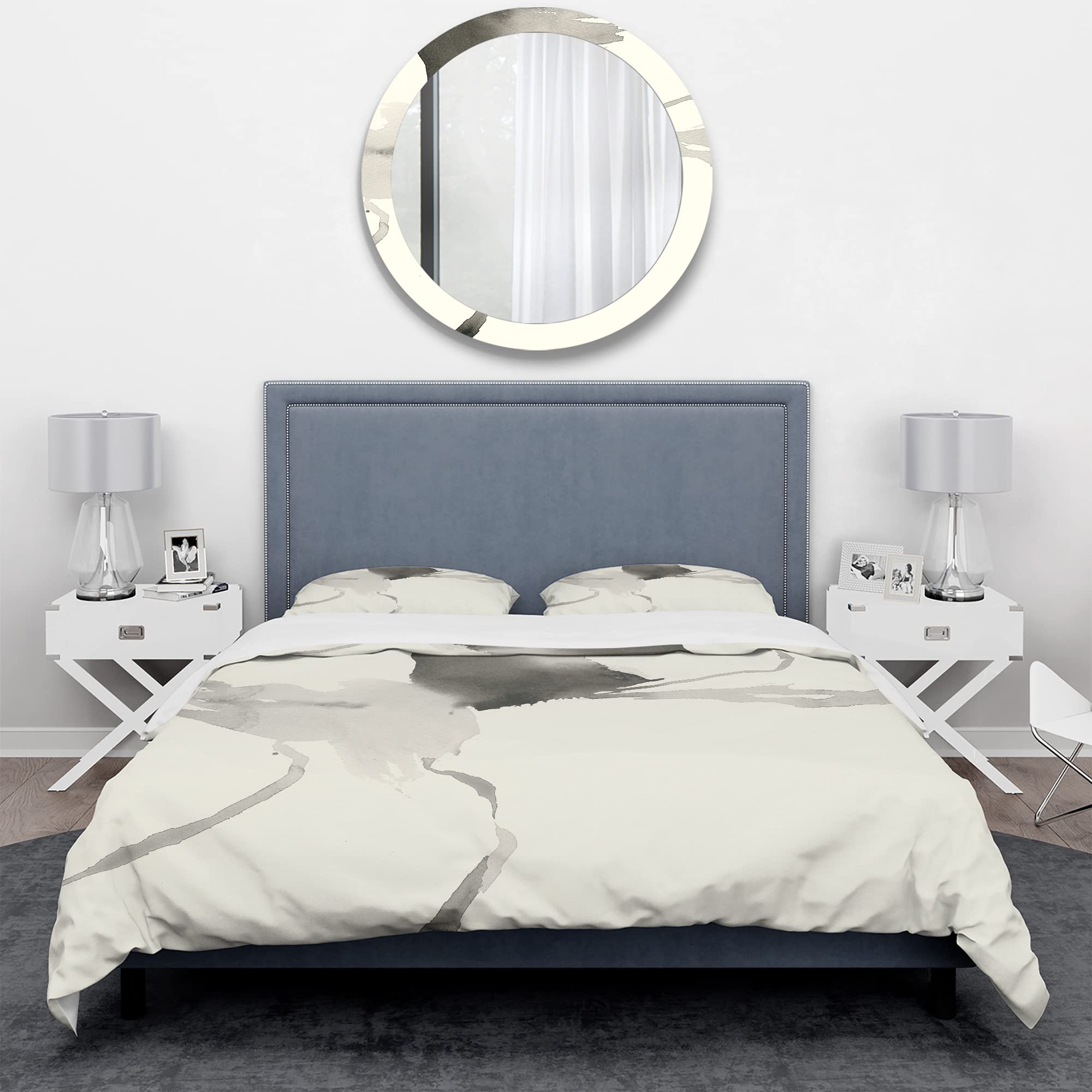 Minimalist Geometric Duvet Cover Set King Size - Modern Abstract Grey Bedding 3-Piece Set for All Seasons | Perfect for Contemporary Bedrooms & Guest Rooms