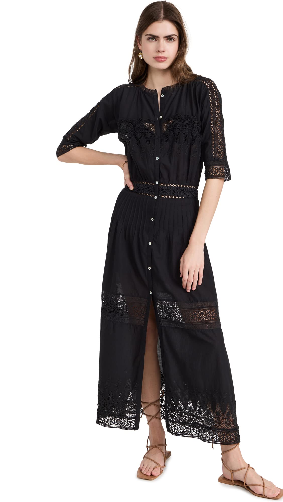 LOVESHACKFANCY Women's Floral Print Beth Dress - Summer Boho Chic Midi Dress for Beach Vacation, Date Night & Special Occasions