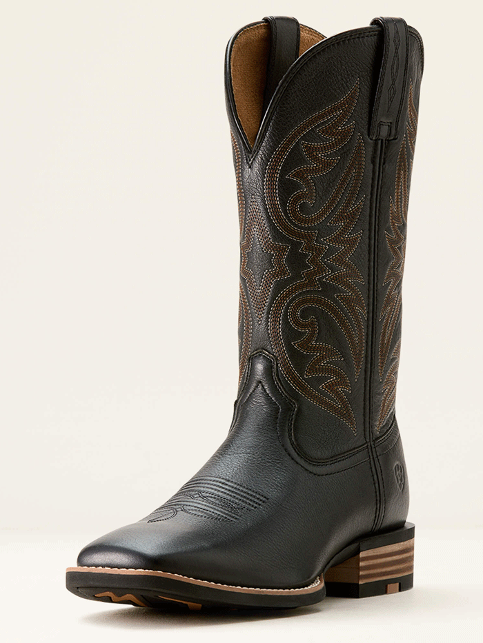 Ariat Men's Ricochet Cowboy Boots - Black Carbon Leather Western Boots for Riding, Work & Casual Wear