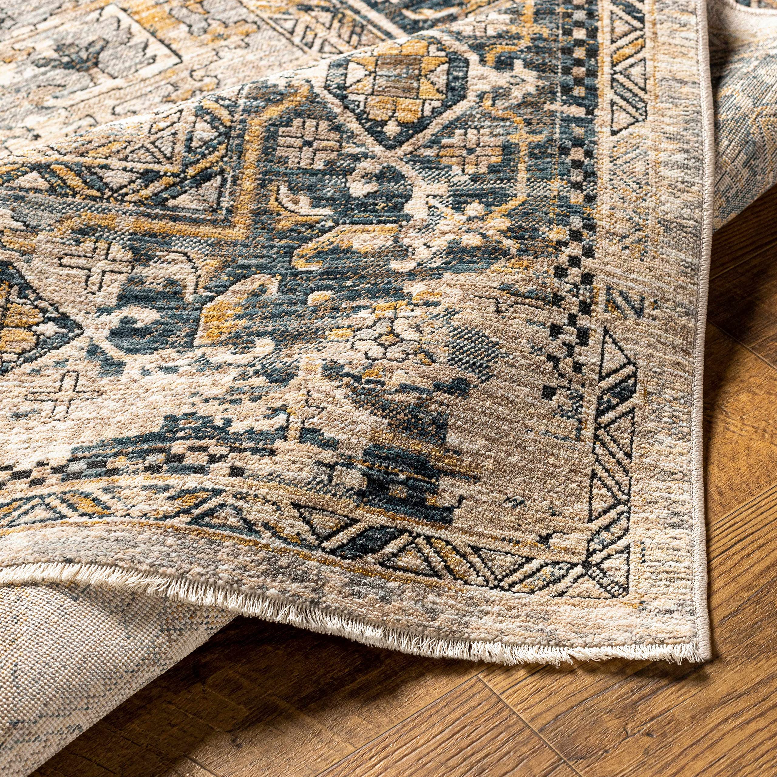 Traditional Hauteloom Lampitak Area Rug - Black, Gray, Beige - 6'7