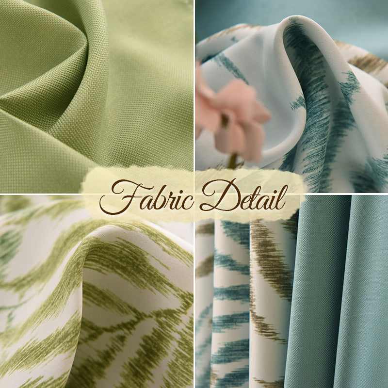 Valerie Color Blocking Rustic Botanical Blackout Custom Curtains - Thermal Insulated Window Drapes for Living Room, Bedroom & Nursery
