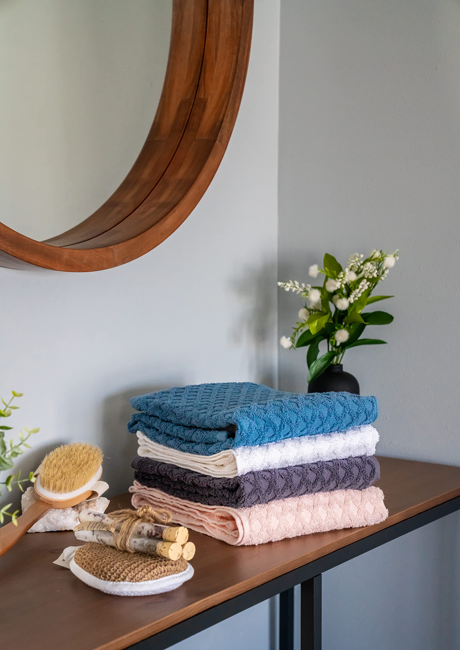 Simpli-Magic 79454 6-Piece Diamond Bath Towel Set - 2 Bath Towels, 2 Hand Towels, 2 Washcloths - Ultra Soft & Absorbent - Perfect for Spa, Bathroom & Guest Use - Blue