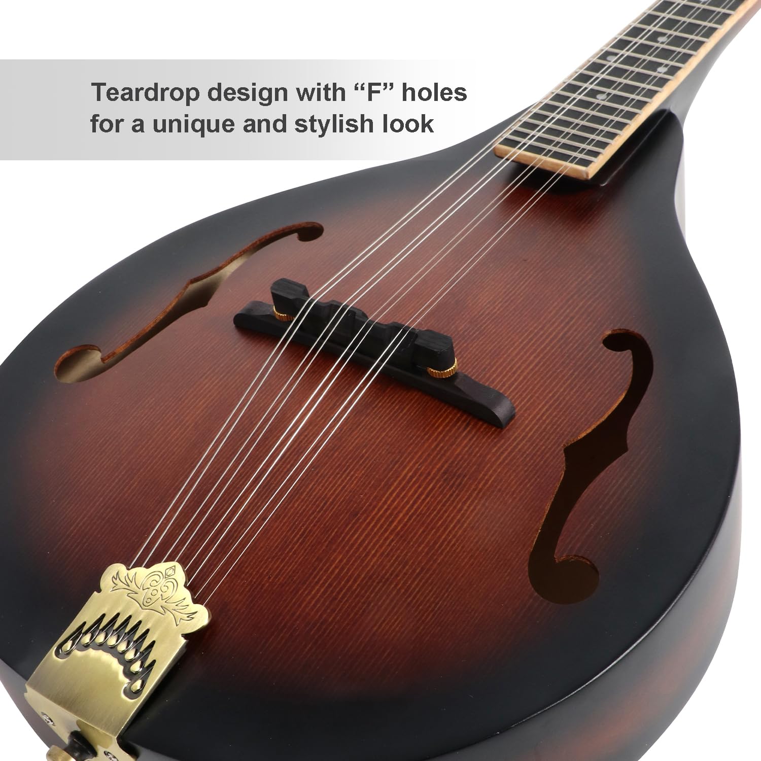 A-Style 8 String Acoustic Mandolin Guitar with Spruce Top & F-Holes - Okoume Neck & Rosewood Bridge - Complete Beginner Kit with Gig Bag, Tuner, Accessories - Perfect for Folk, Bluegrass & Celtic Music Performances