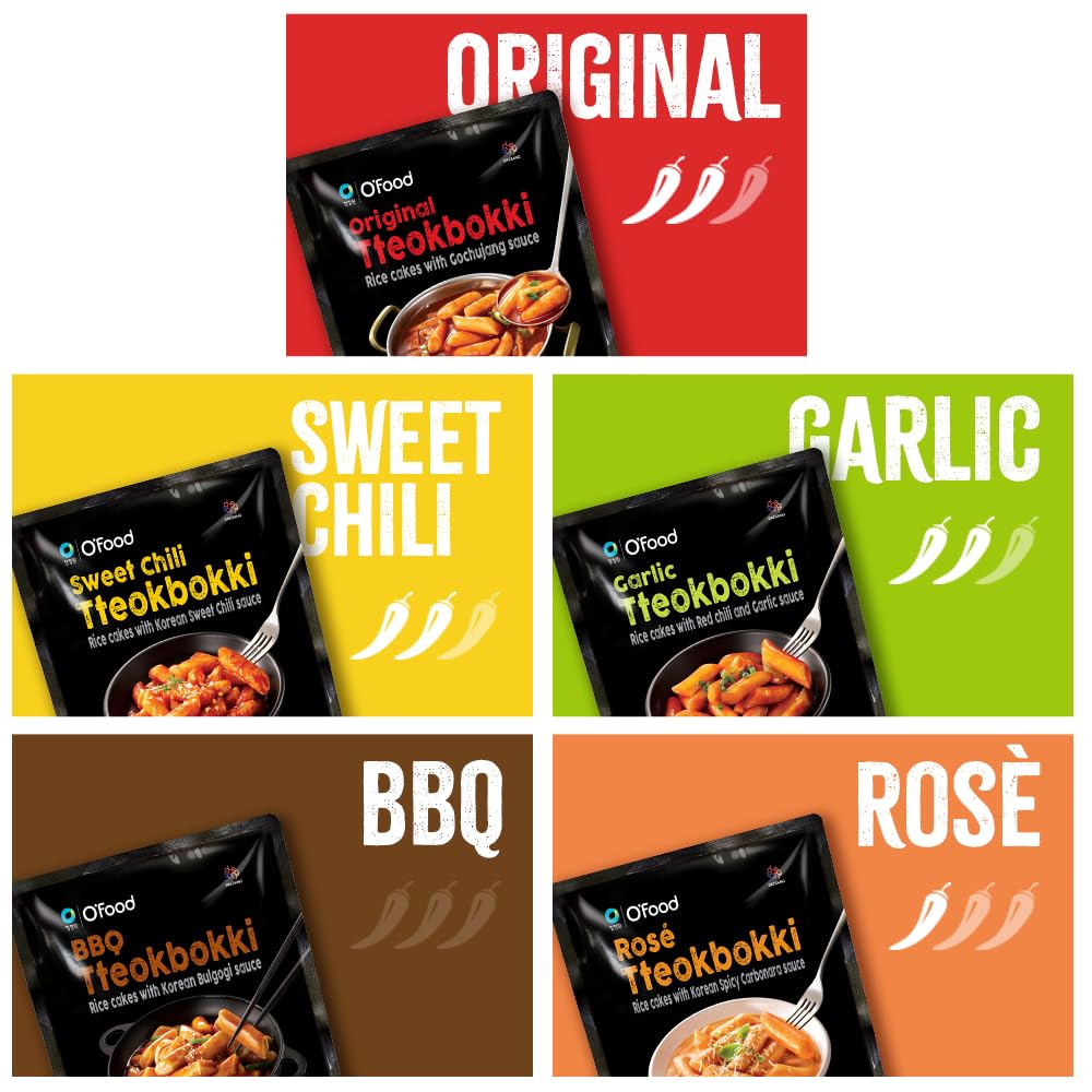 O’Food Sweet Chili Tteokbokki - Gluten-Free Korean Rice Cakes | Authentic Spicy Korean Street Food Snack | Ready to Eat with No MSG & No Corn Syrup | Perfect for Cheese Topping & Ramen Pairing | Great for Quick Meals, Movie Nights & Korean Food Lovers (Pack of 1)