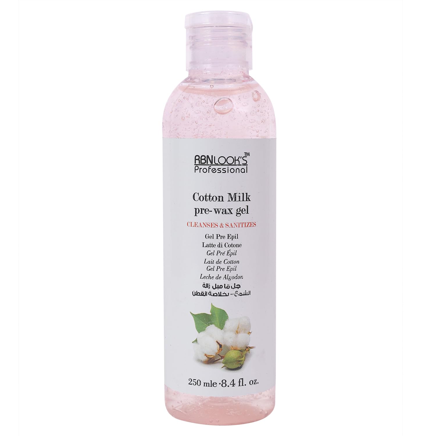 RBN LOOK'S Silky Smooth Cotton Milk Pre-Wax Gel - 250ml | Soothing & Hydrating Hair Removal Prep for Sensitive Skin | Perfect for Legs, Arms, Bikini & Facial Waxing