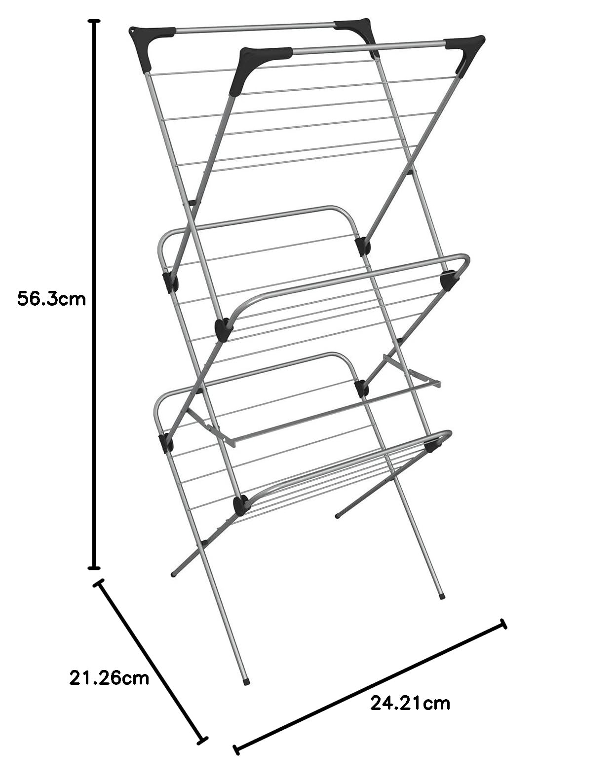 Vileda Sprint 3-Tier Foldable Clothes Drying Rack with 15m Washing Line - Space Saving Laundry Rack for Indoor Clothes Drying in Apartments, Dorms & Small Spaces