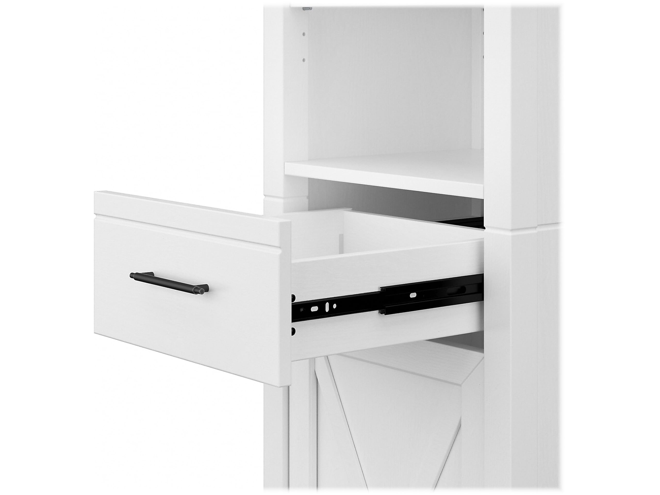 Bush Furniture Key West Tall Bathroom Storage Cabinet - White Ash Finish | Bathroom Organizer for Towels, Toiletries & Essentials | Space-Saving Storage Solution for Small Bathrooms