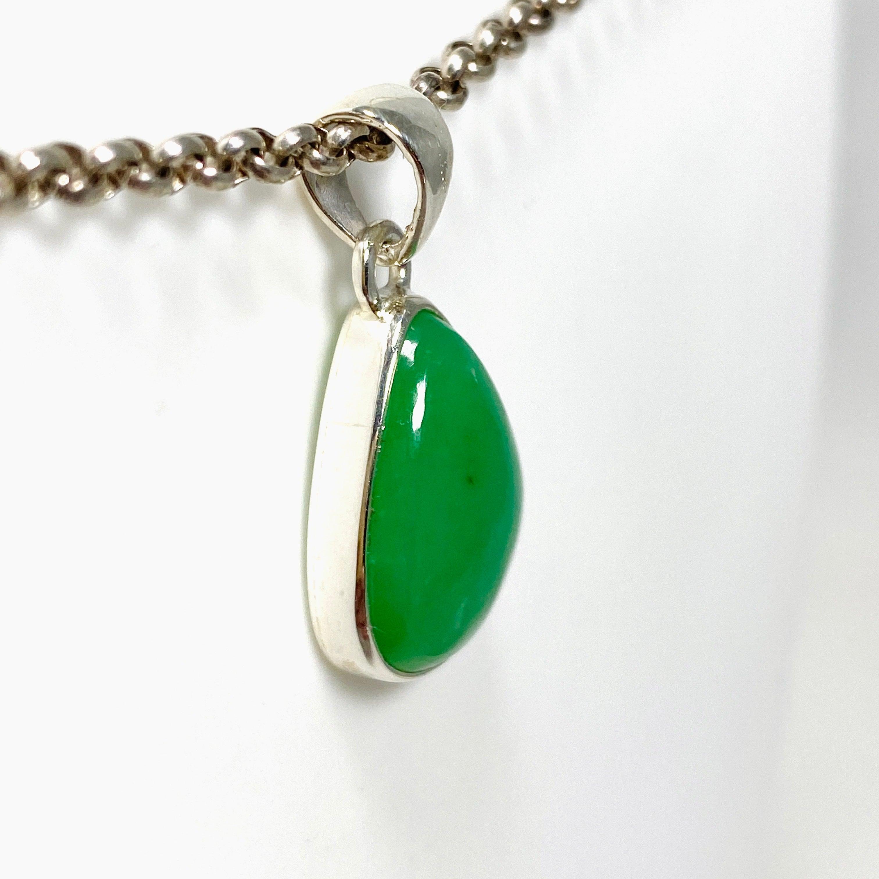 Natural Chrysoprase Teardrop Pendant Necklace KPGJ4460 - Elegant Gemstone Jewelry for Women, Perfect for Weddings, Parties & Everyday Wear