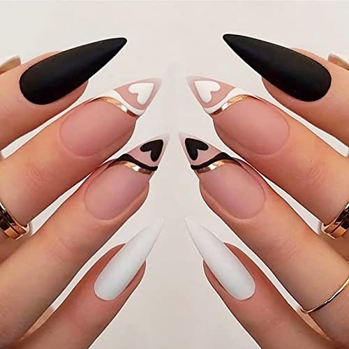 Almond Black Pink Heart