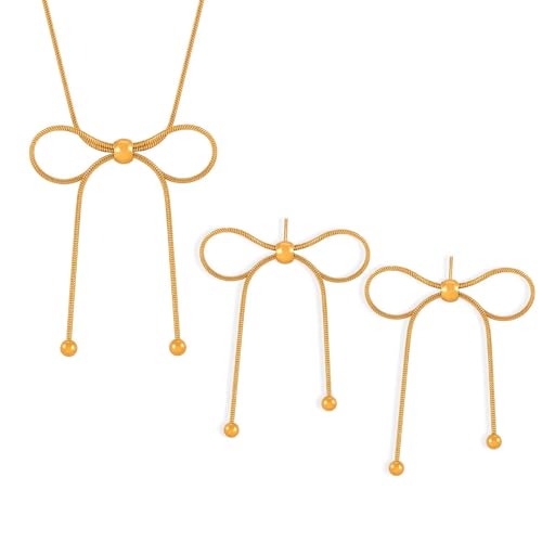 C1:gold bow jewelry set