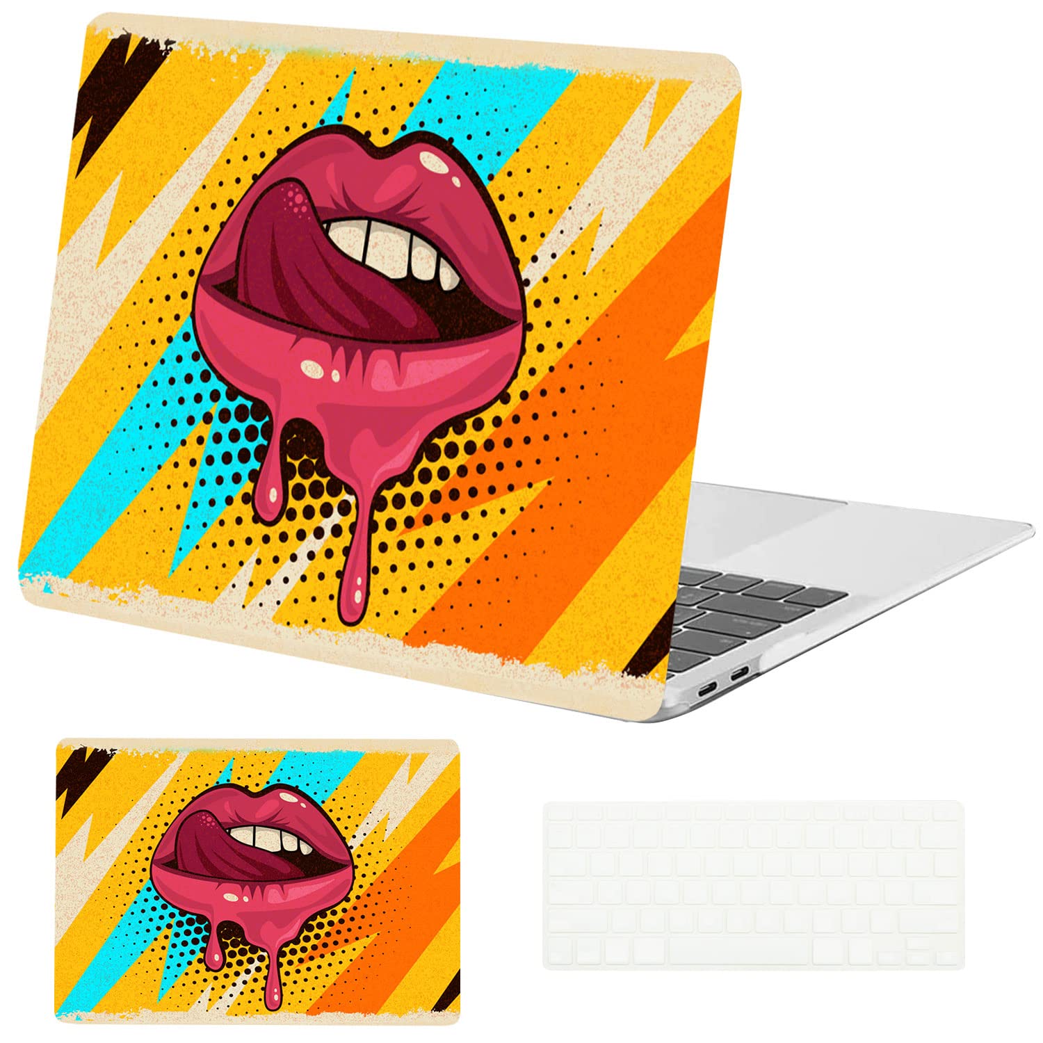 Durable Hard Shell Case for MacBook Pro 14 Inch (2021-2022 Release A2442 M1 Pro/Max) with Touch ID - Protective Keyboard Cover & Stylish Colored Lips Design - Perfect for Work, Travel & School Use