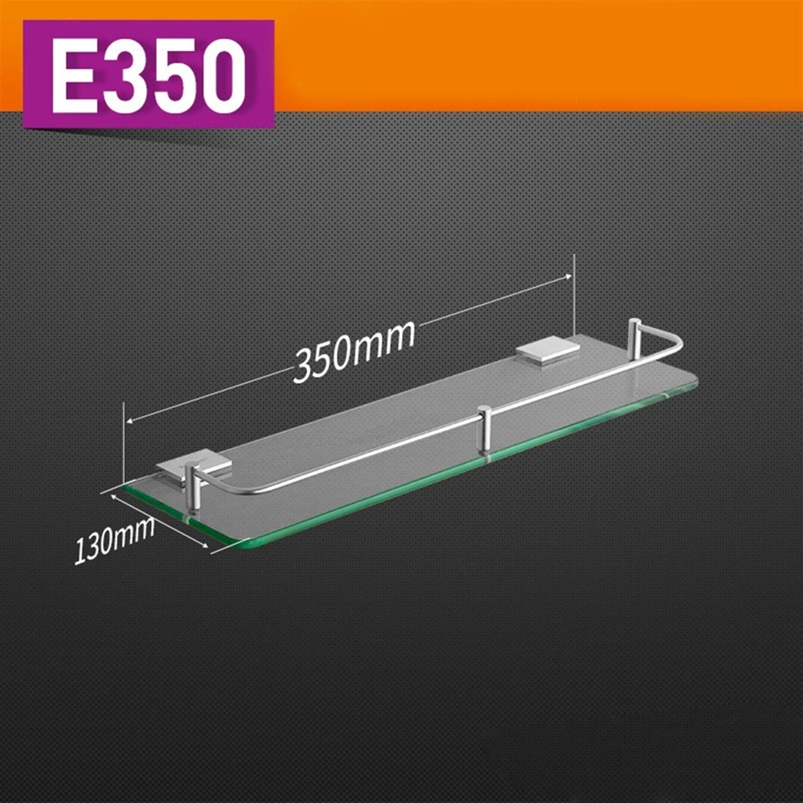 Floating Glass Shelves for Shower - Wall Mounted Bathroom Storage Organizer with Aluminum Brackets - Easy to Install Hanging Shelf (35cm) - Perfect for Shampoo, Soap & Towel Storage in Bathroom