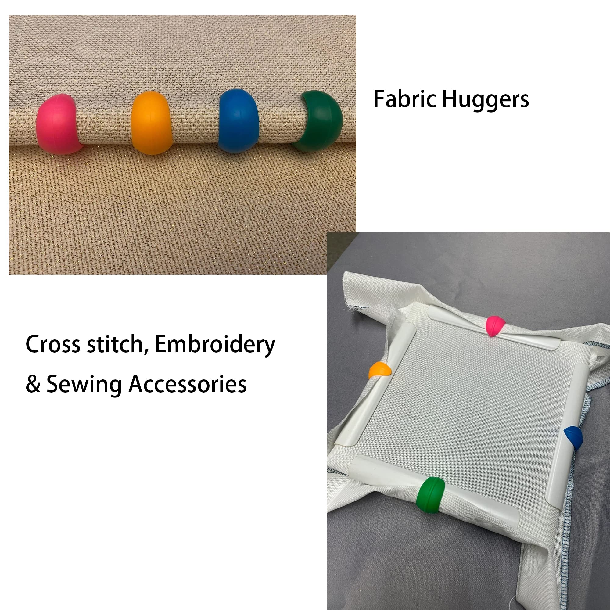 14 Pcs Fabric Huggers Cross Stitch Silicone Thread Spool Holders - Embroidery Sewing Cotton Reel Tidy Clips with Magnetic Fabric Clips for Organizing Threads and Needles - Perfect for Cross Stitch, Sewing Projects & Craft Storage
