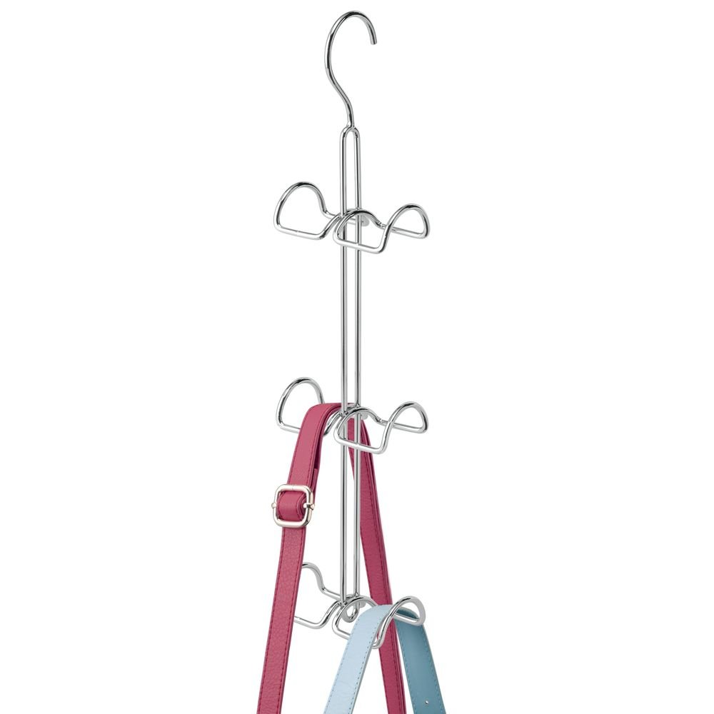 InterDesign Classico 6-Hook Chrome Hanging Closet Organizer for Purses, Handbags, Backpacks & Accessories - Space-Saving Storage Solution for Scarves, Pashminas & Slings (Pack of 2) | Perfect for Bedroom, Closet & Entryway Organization