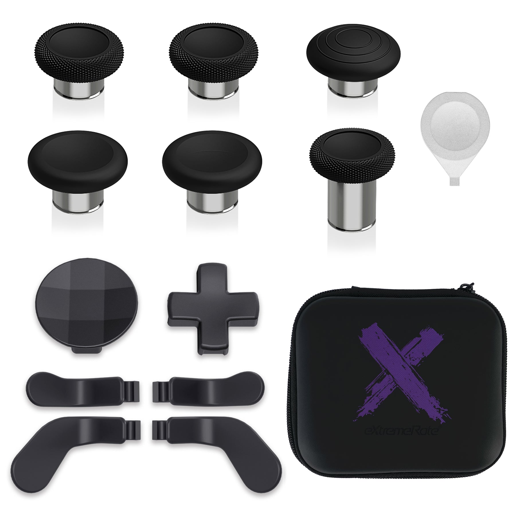 eXtremeRate 13-in-1 Replacement Kit for Xbox Elite Series 2 Controller - Metal Thumbsticks, D-Pads & Paddles (Model 1797) Black & Silver | Gaming Accessories for Enhanced Performance & Customization