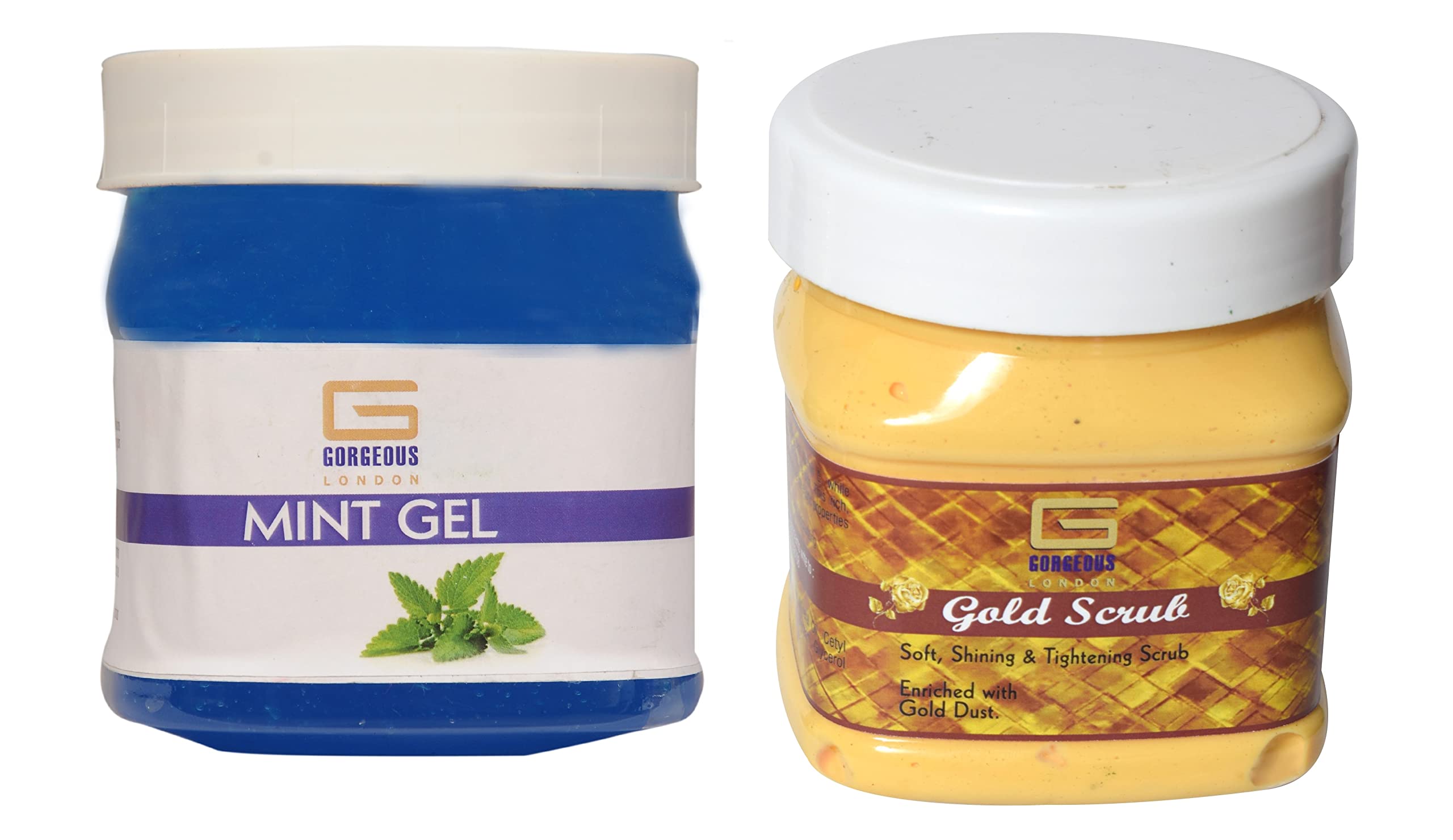 London Mint Gel & Gold Scrub Combo Pack (2 x 450ml) - Exfoliating Body Scrub & Hydrating Shower Gel Set for Smooth, Glowing Skin | Perfect for Spa Day & Self-Care Routine