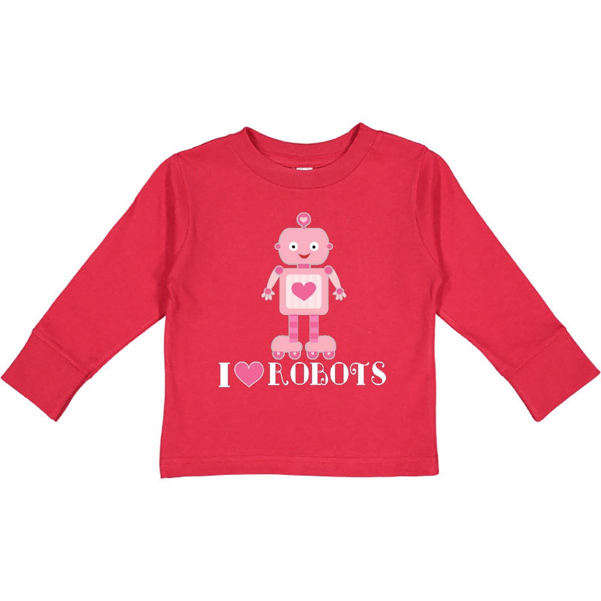 Inktastic Robotics I Love Robots Girls Toddler Long Sleeve T-Shirt - Cute STEM Science Tee for Toddler Girls, Robot Lovers Gift, Playdate & School Outfit