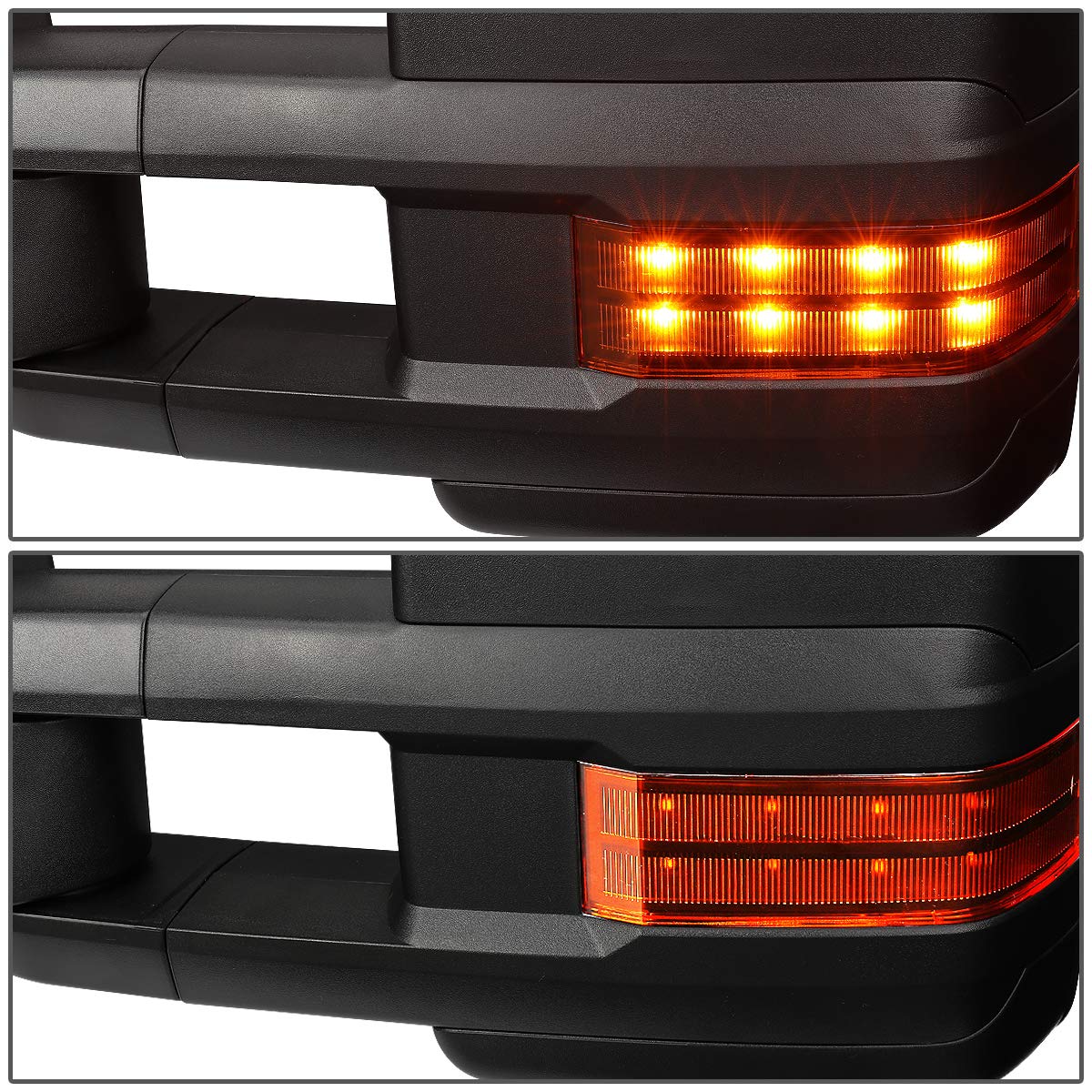 DNA MOTORING TWM-028-T666-BK-AM Black Manual Telescoping Towing Mirrors with Amber LED Turn Signals | Compatible with 2007-2013 Chevy Silverado 1500 | Enhanced Visibility for Towing & Off-Road Driving
