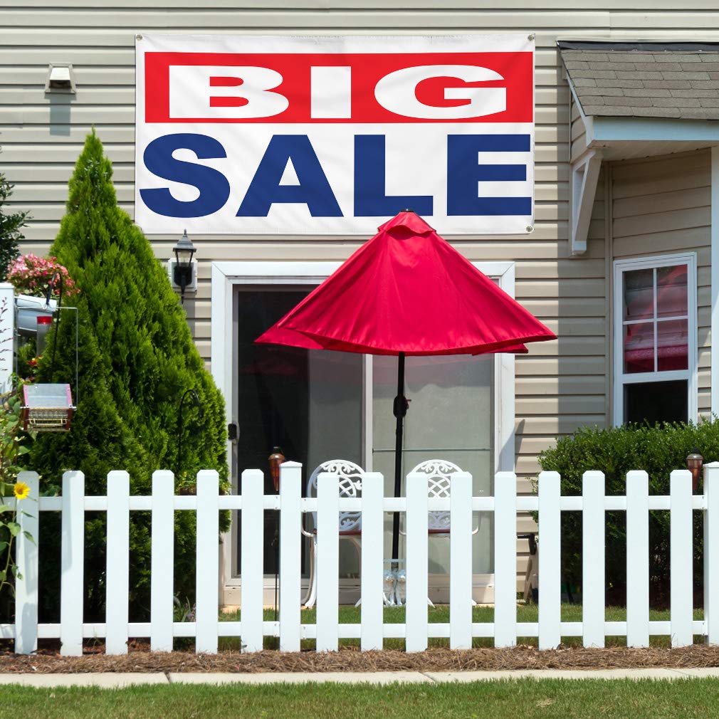 Vinyl Banner - Heavy Duty Weatherproof Outdoor Sign (48x96 Inches) with 8 Grommets - Red & Blue Business, Industrial & Yard Signs - Perfect for Advertising, Events, Construction Sites & More