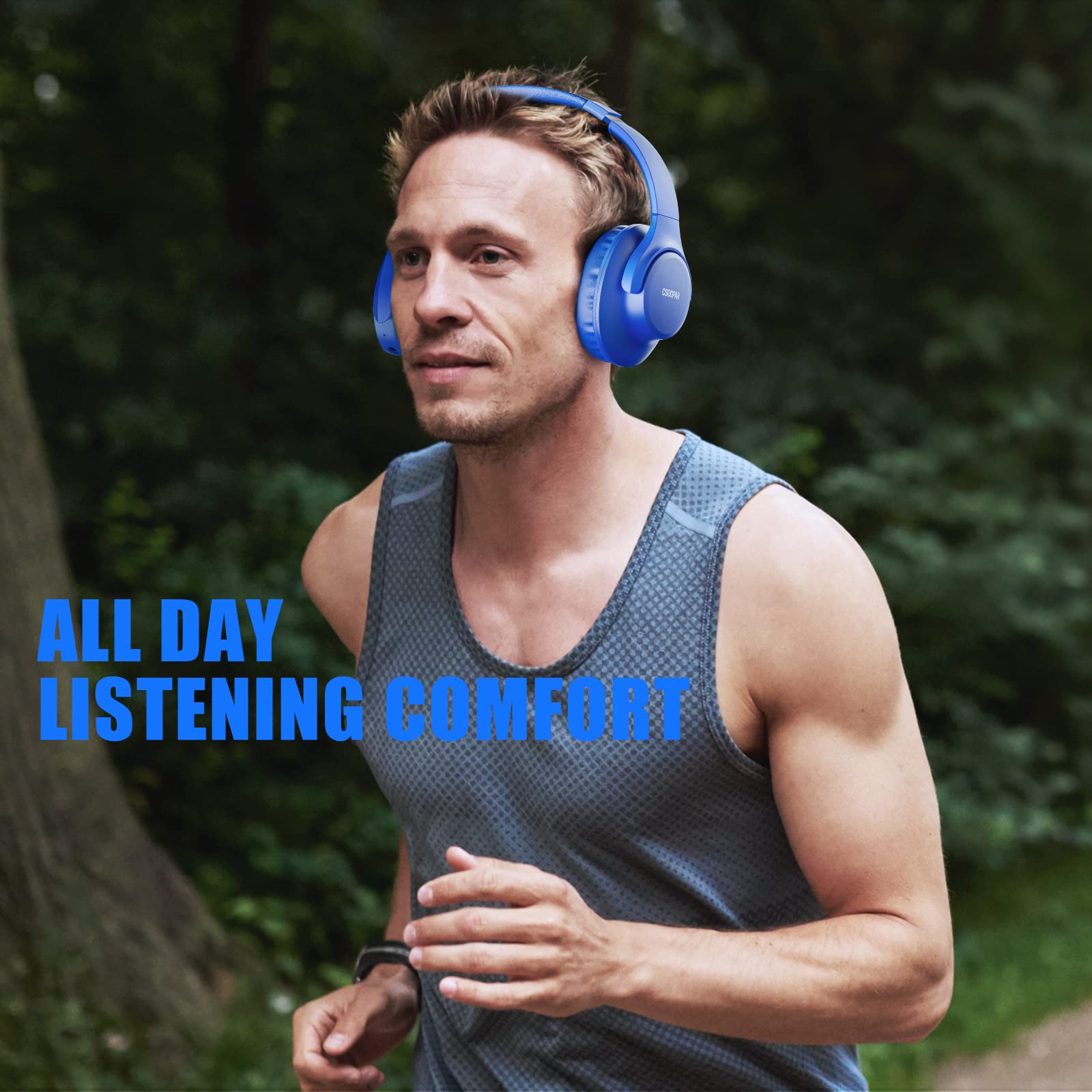KVIDIO Bluetooth Over-Ear Headphones - 65H Playtime, Built-in Mic, Foldable & Lightweight with Deep Bass & HiFi Stereo Sound for Travel, Work, Gaming, PC & Smartphones (Blue) | Perfect for Commuting, Office Use & Entertainment